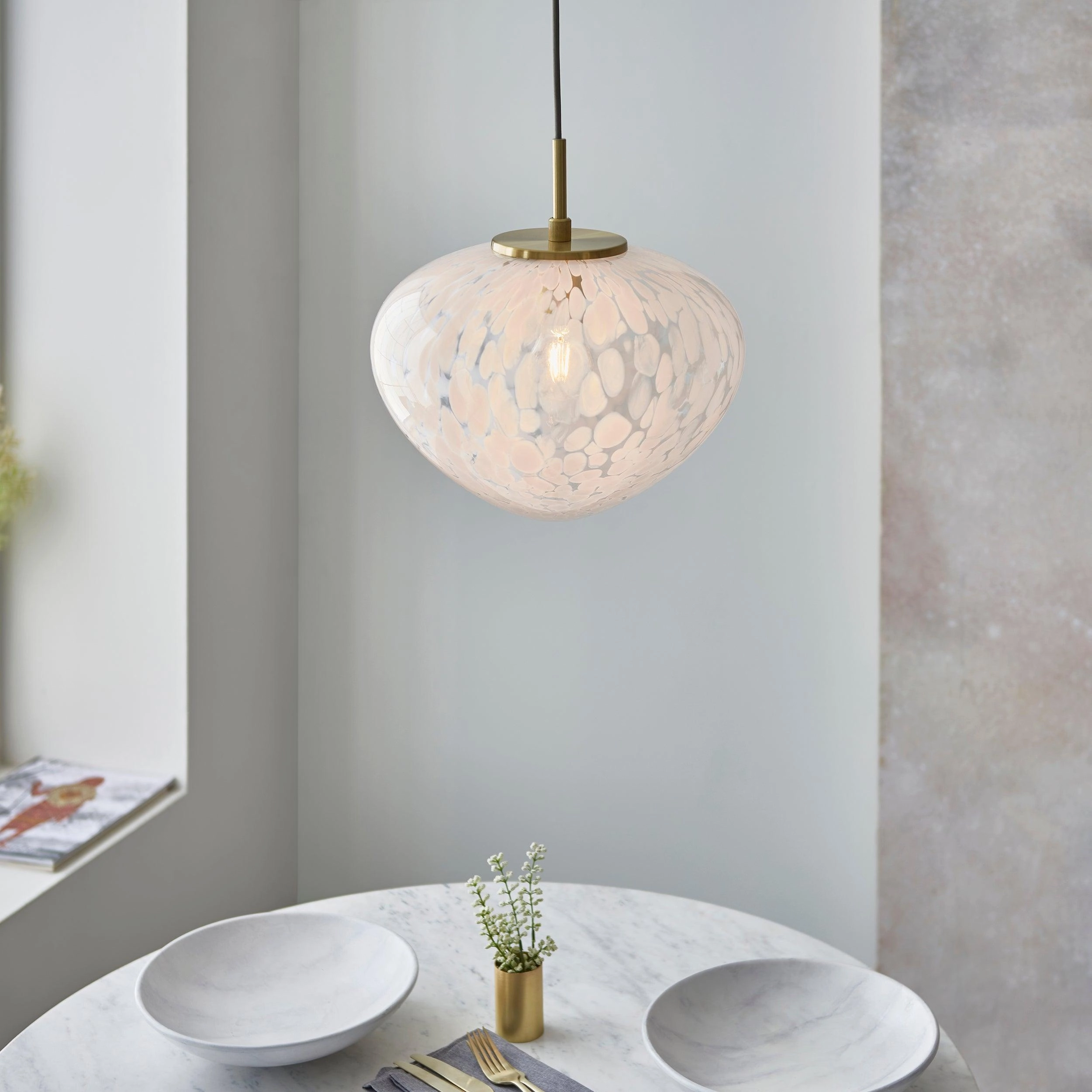 Mali Art Deco Ceiling Pendant Light With Confetti Glass