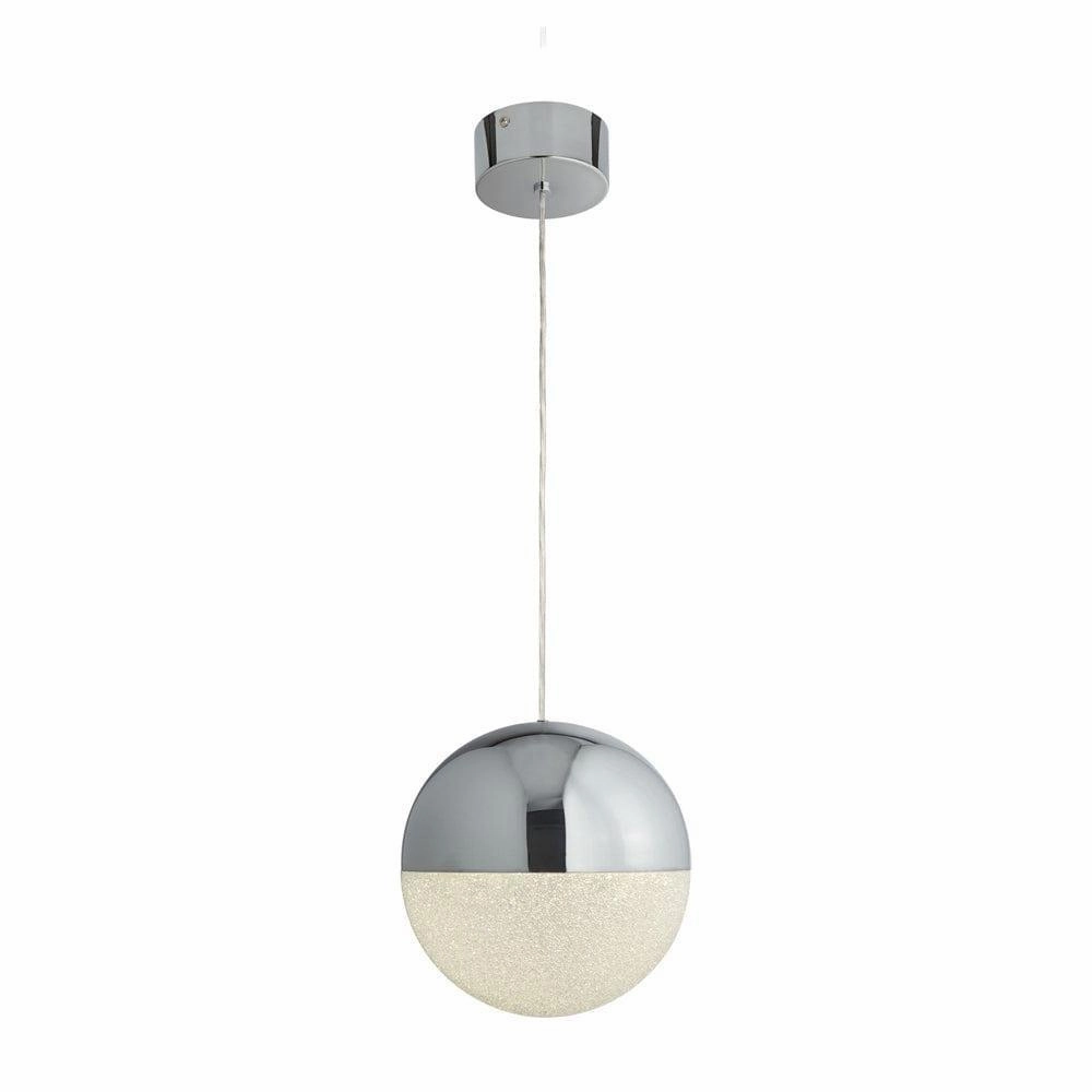 Marbles 1 Light LED Chrome & Acrylic Globe Pendant - 25cm minimalist ceiling light