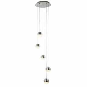 Marbles 5 Light LED Chrome & Acrylic Globe Pendant minimalist ceiling light