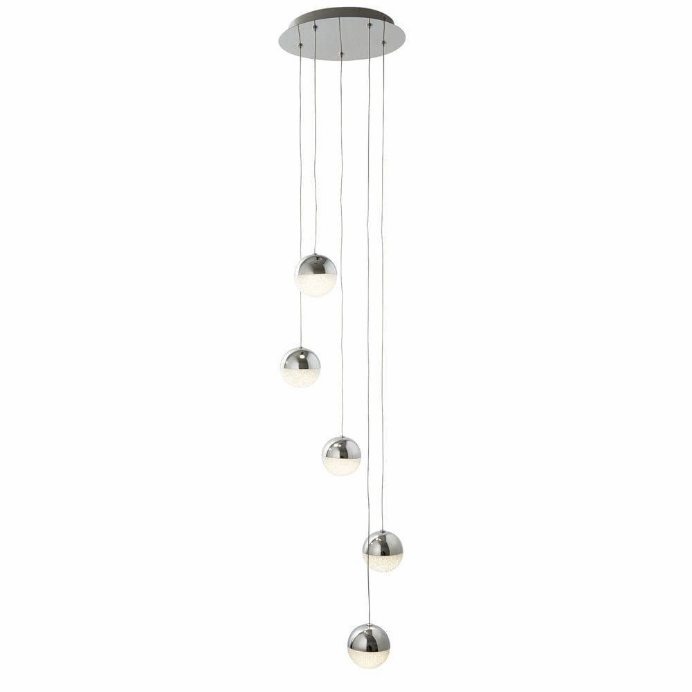 Marbles 5 Light LED Chrome & Acrylic Globe Pendant minimalist ceiling light