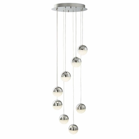 Marbles 8 Light LED Chrome & Acrylic Globe Pendant minimalist ceiling light