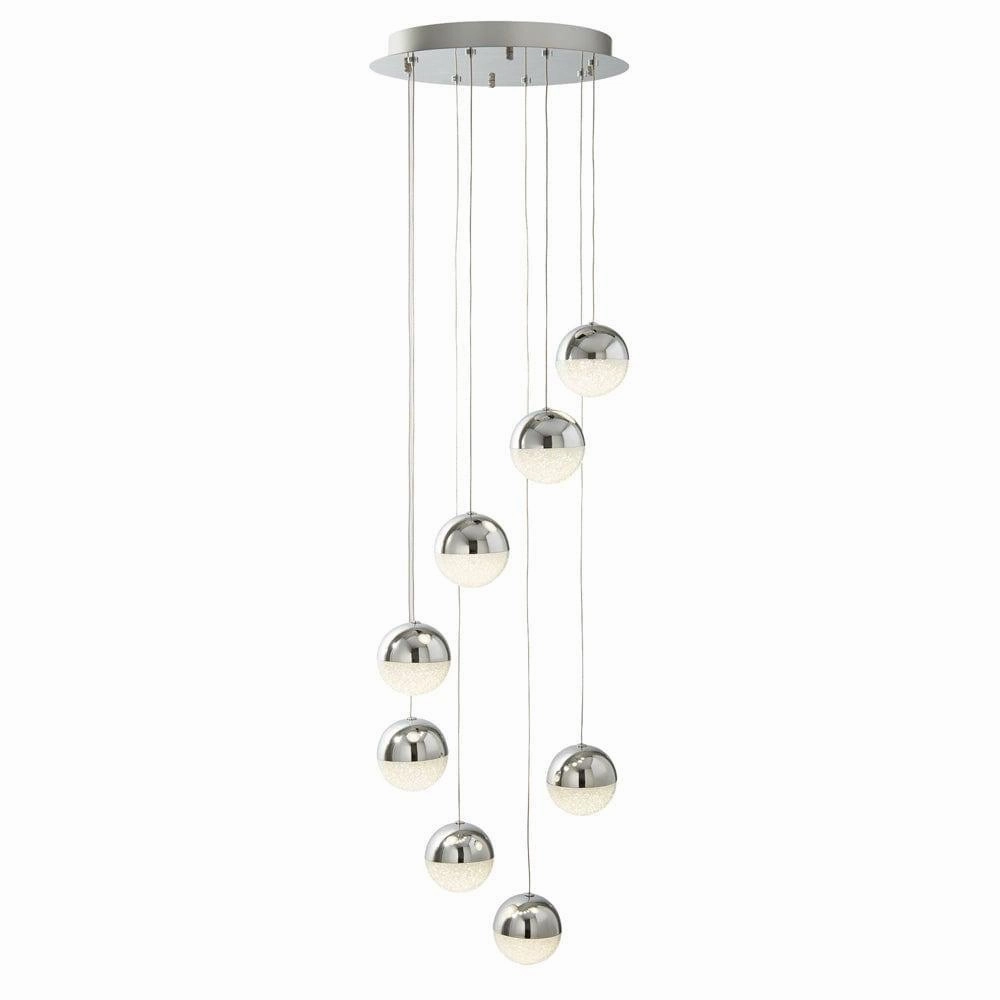 Marbles 8 Light LED Chrome & Acrylic Globe Pendant minimalist ceiling light