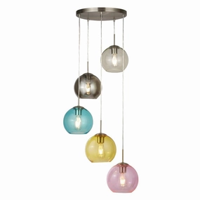 Mardi Gras 5 Light Multi-Coloured Shade Glass Pendants simple ceiling design light