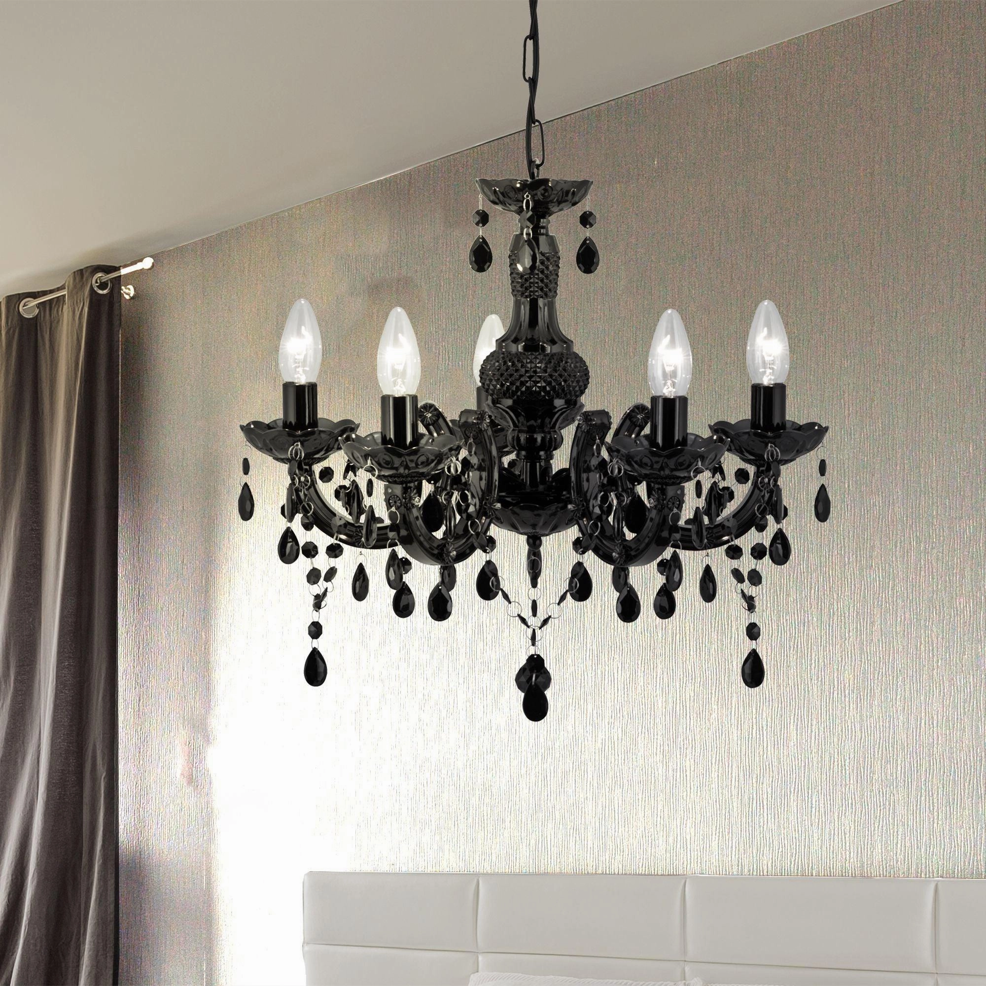 Marie Therese -5 Light Black Glass/Acrylic Chandelier