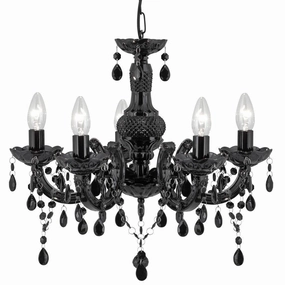 Marie Therese -5 Light Black Glass/Acrylic Chandelier simple ceiling design light