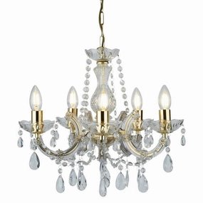 Marie Therese 5 Light Chandelier Polished Brass/Crystal Glass simple ceiling design light