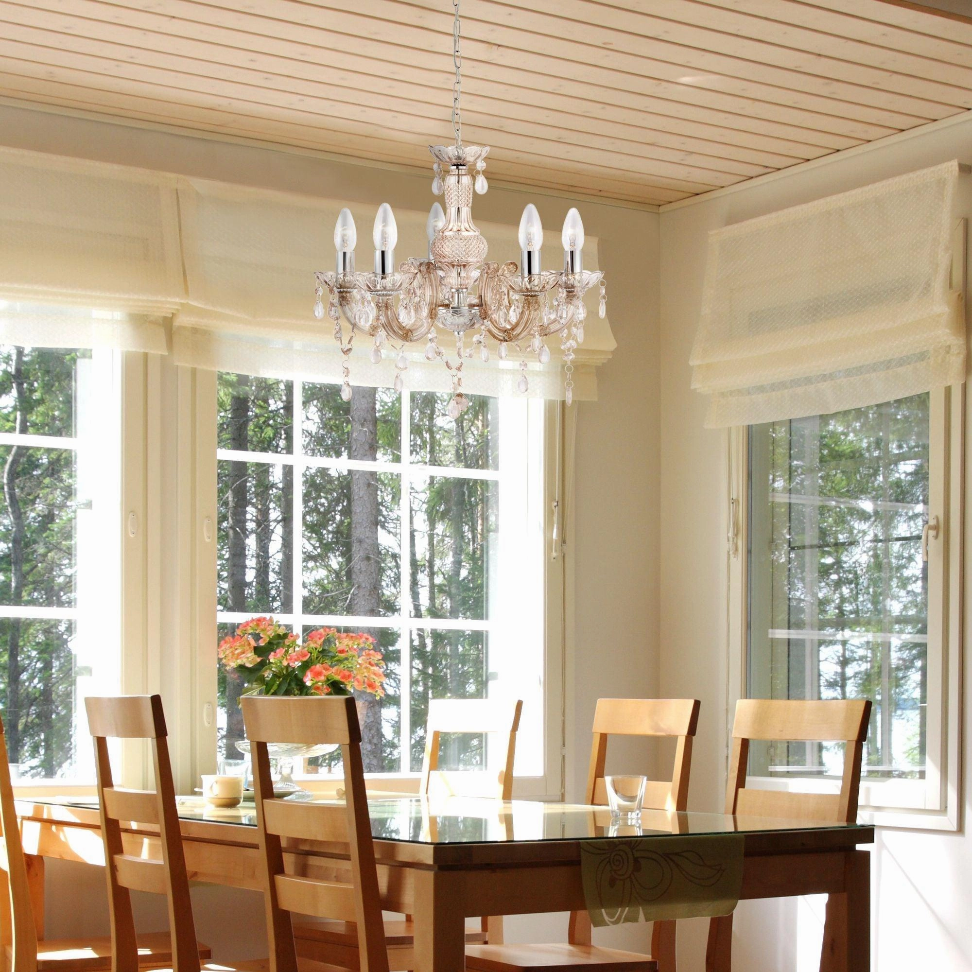 Marie Therese -5 Light Mink Glass/Acrylic Chandelier