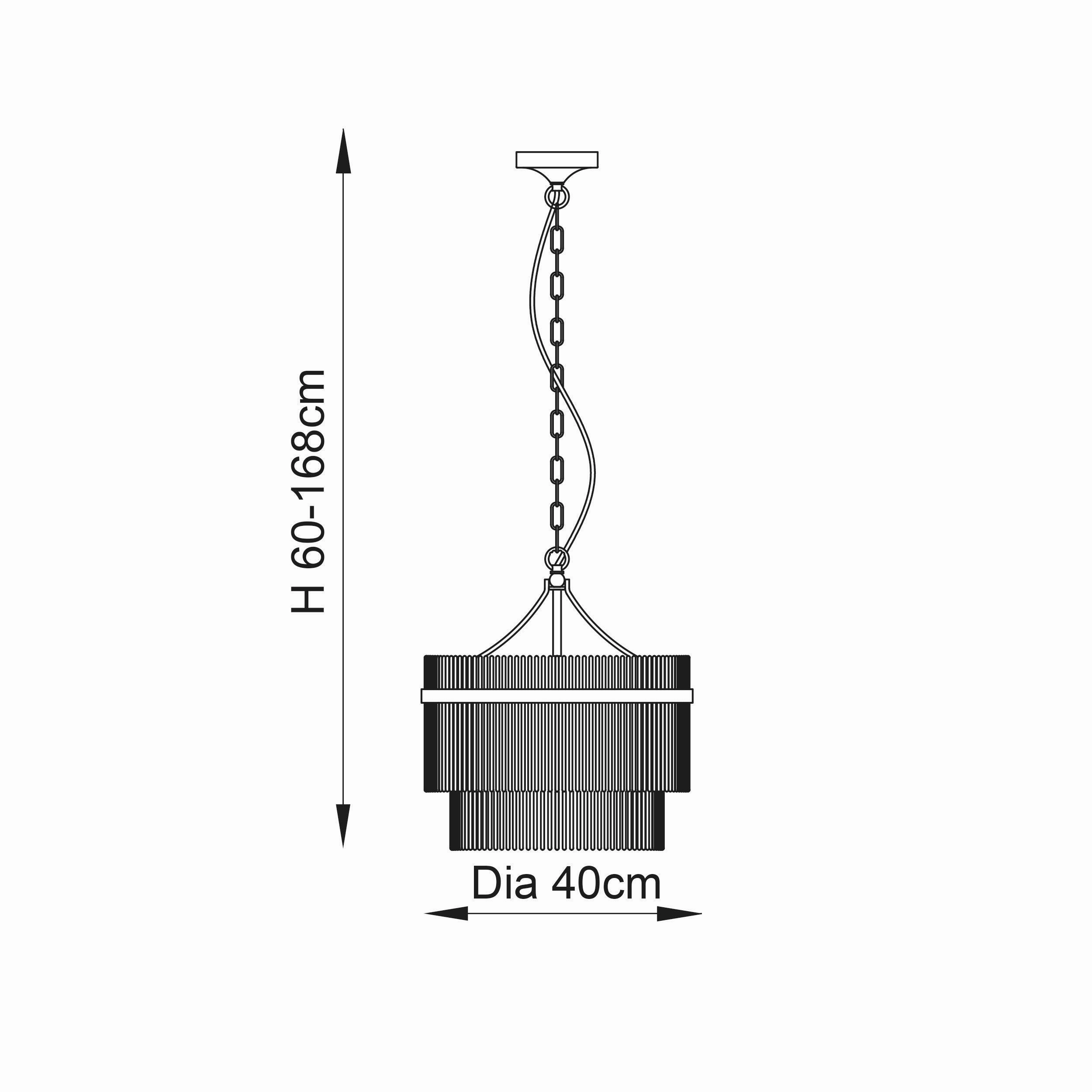 Marietta 3 Light Nickel & Glass Rod Ceiling Pendant