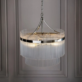 Marietta 3 Light Nickel & Glass Rod Ceiling Pendant simple ceiling design light