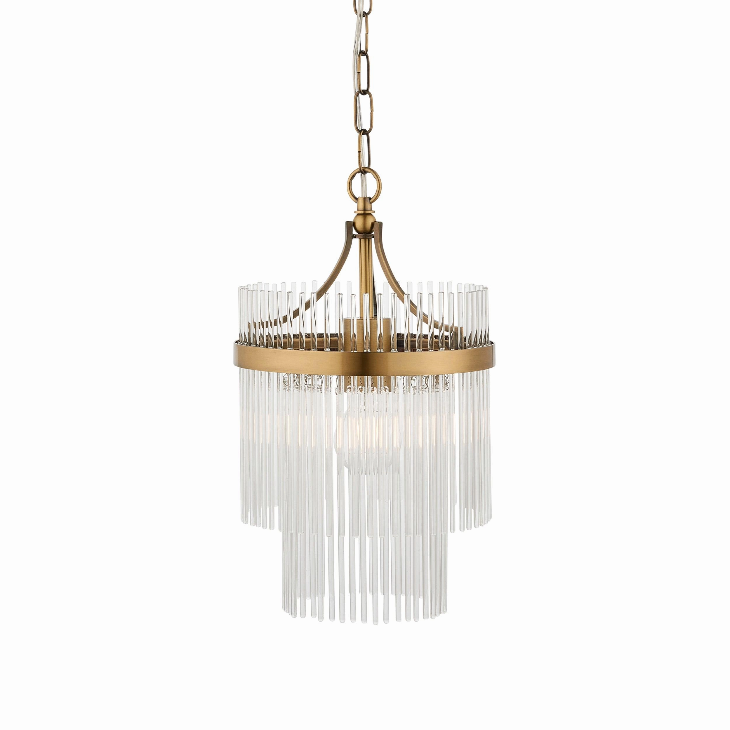 Marietta Brass 1 Light Small Ceiling Pendant - Glass Rods