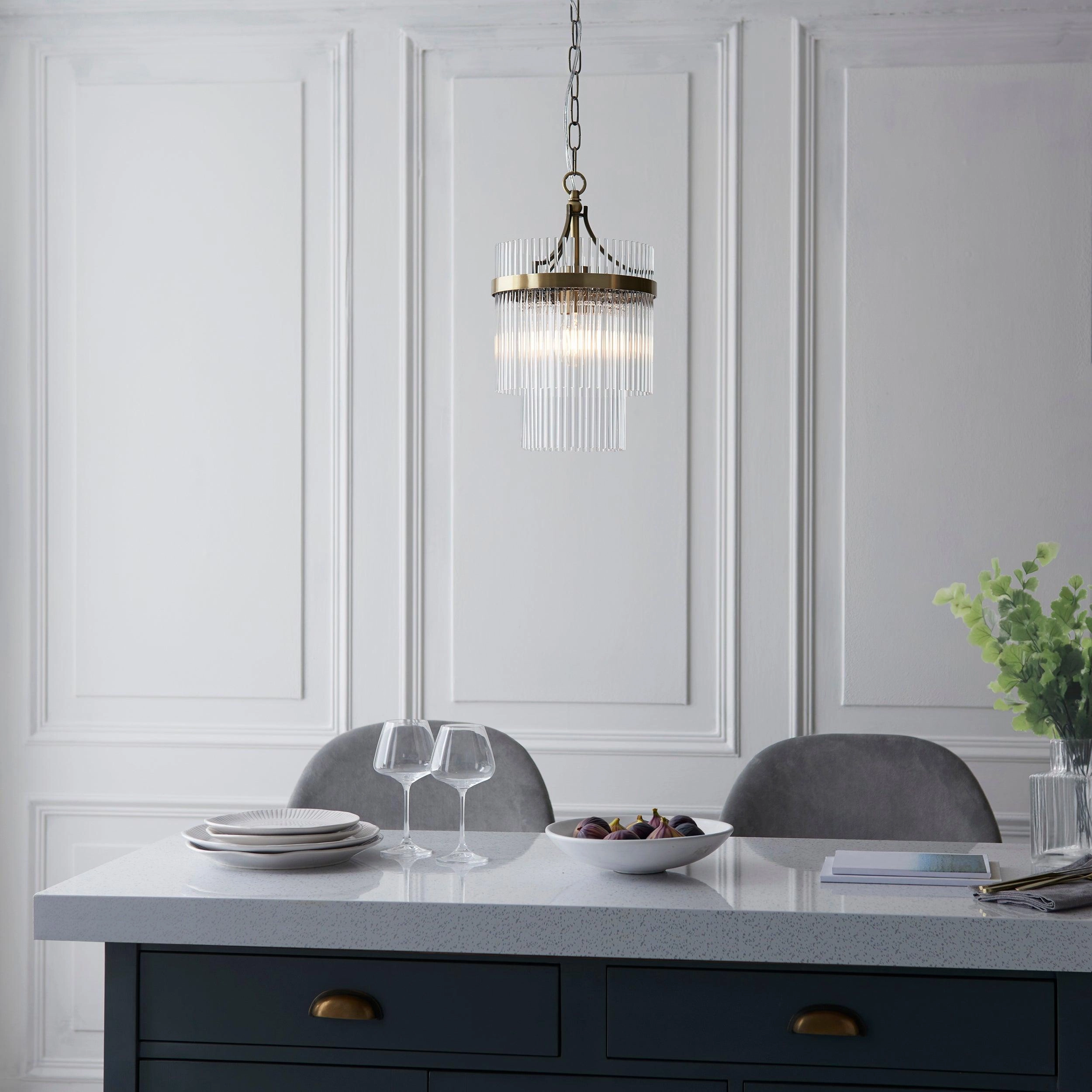 Marietta Brass 1 Light Small Ceiling Pendant - Glass Rods simple ceiling design light