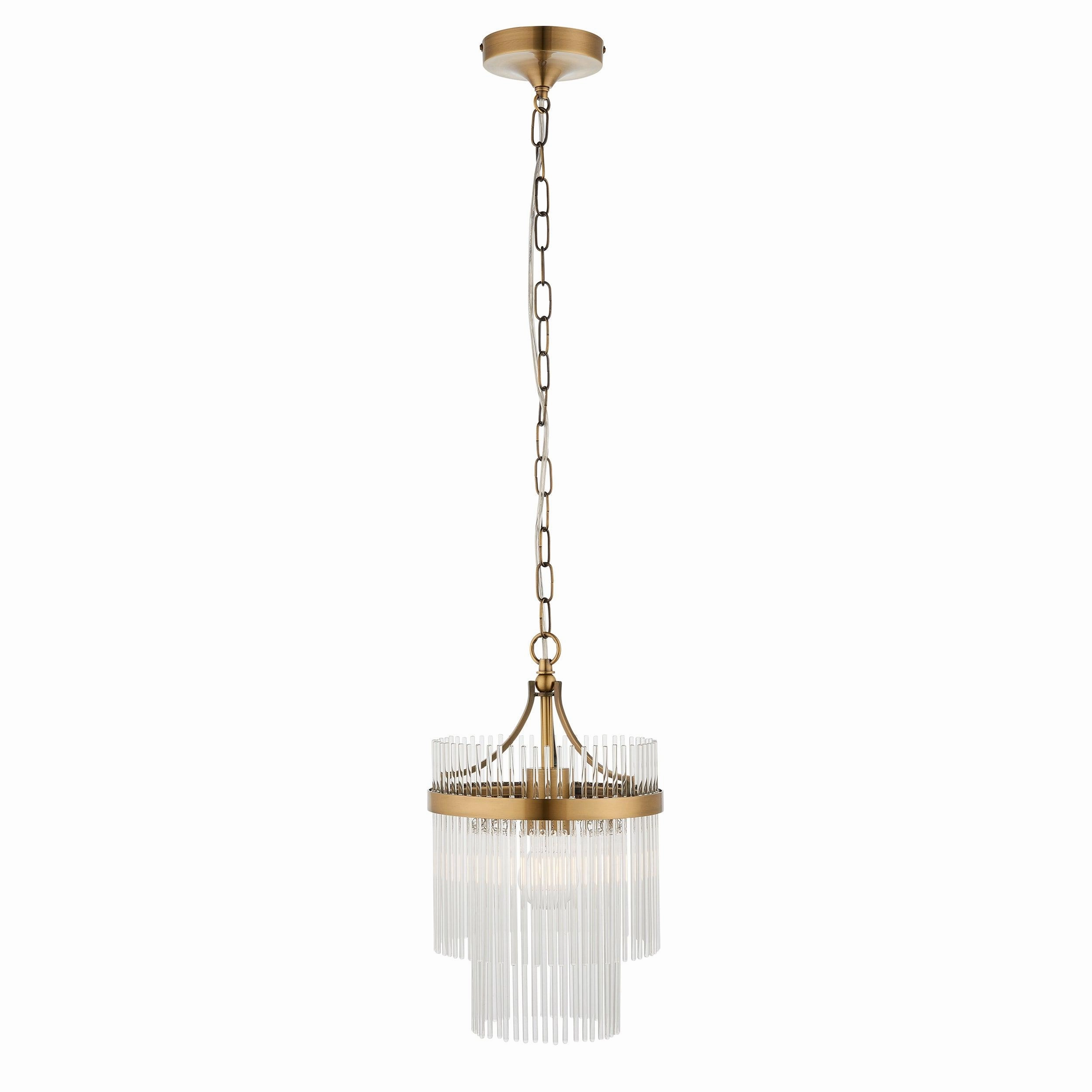 Marietta Brass 1 Light Small Ceiling Pendant - Glass Rods