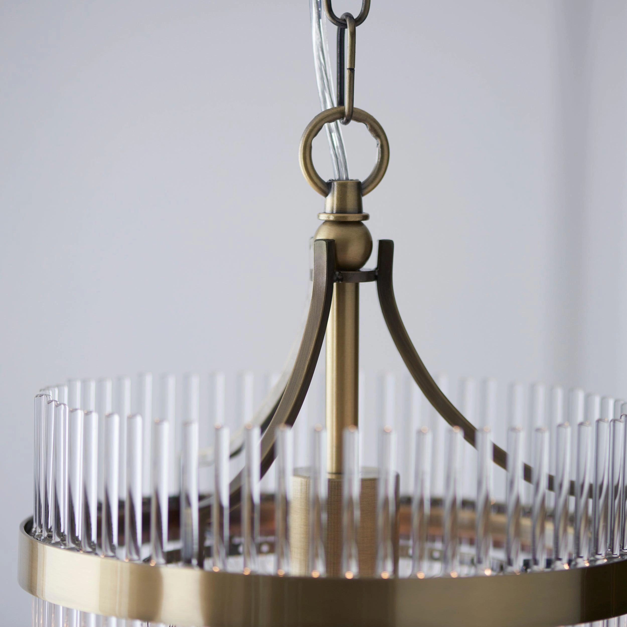 Marietta Brass 1 Light Small Ceiling Pendant - Glass Rods