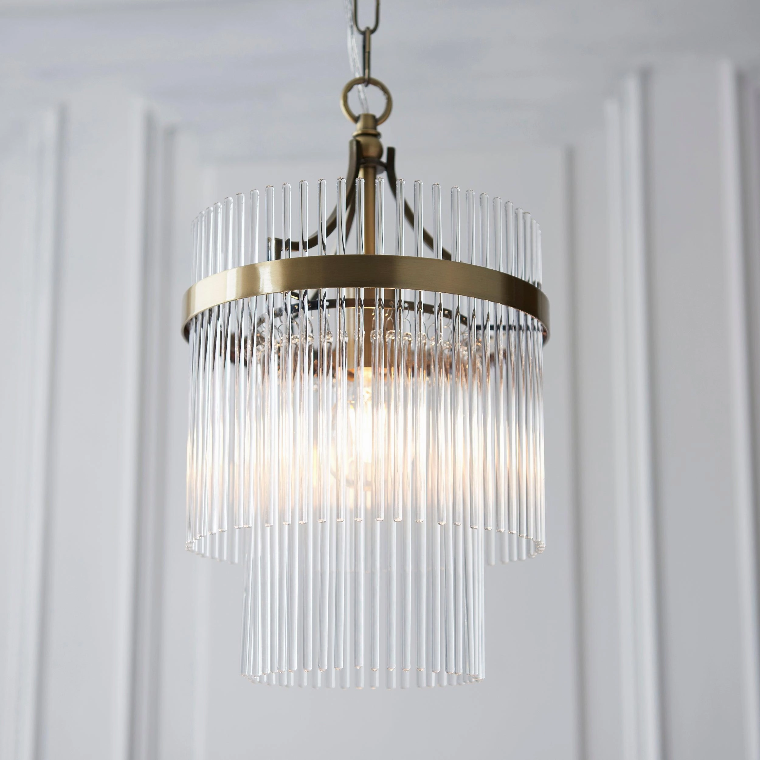 Marietta Brass 1 Light Small Ceiling Pendant - Glass Rods
