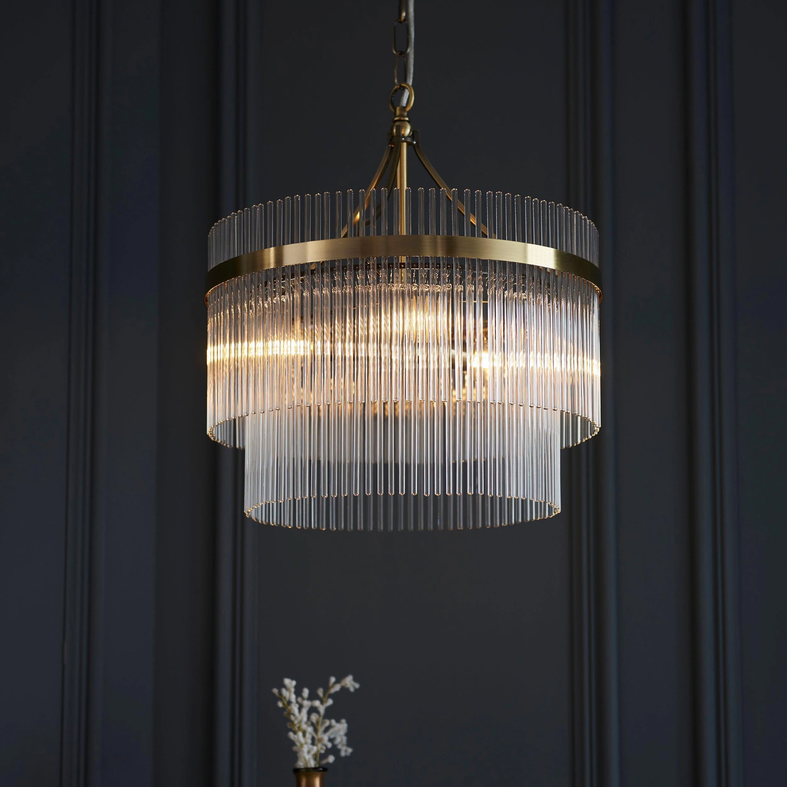 Marietta Brass 3 Light Ceiling Pendant - Glass Rods simple ceiling design light