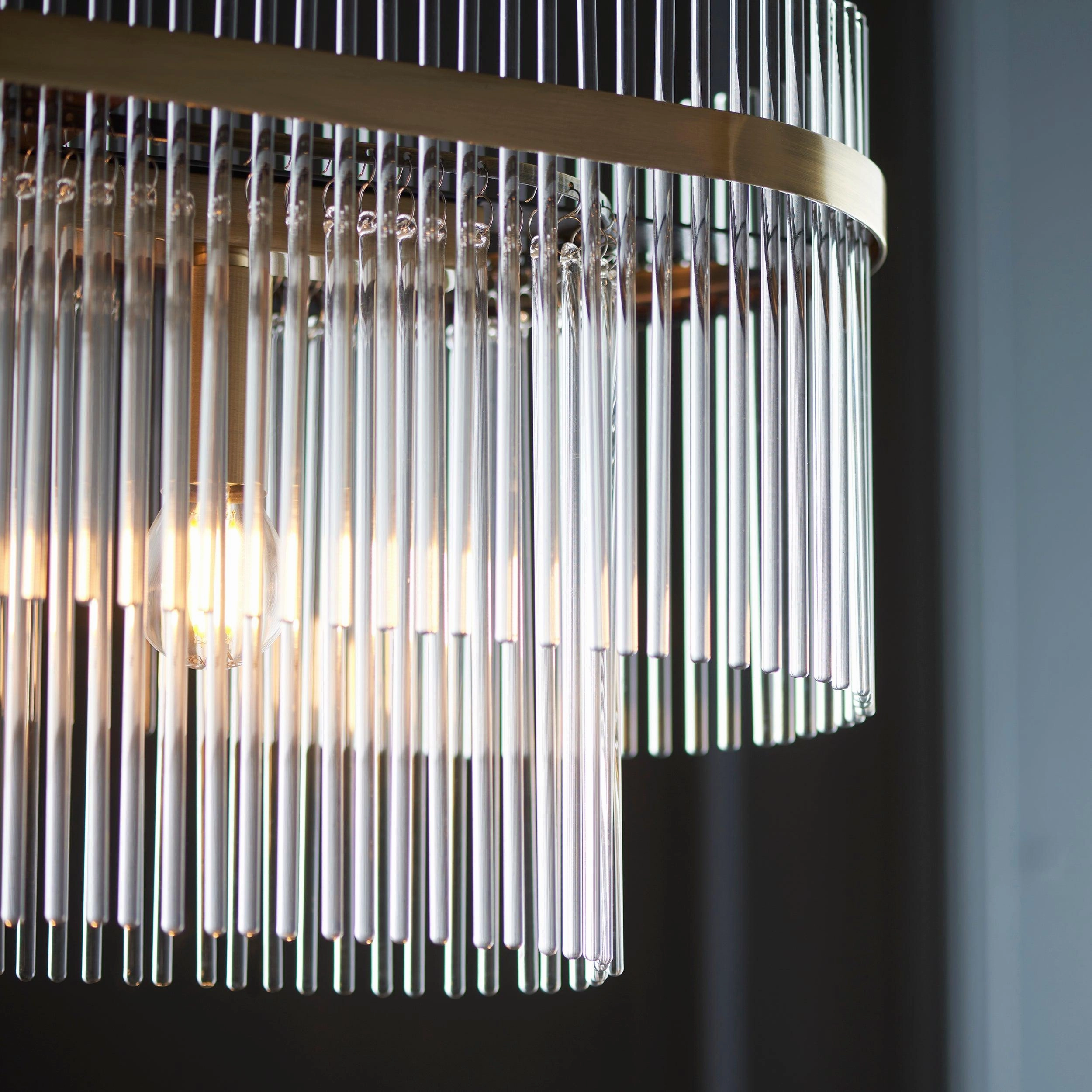 Marietta Brass 4 Light Linear Ceiling Pendant - Glass Rods