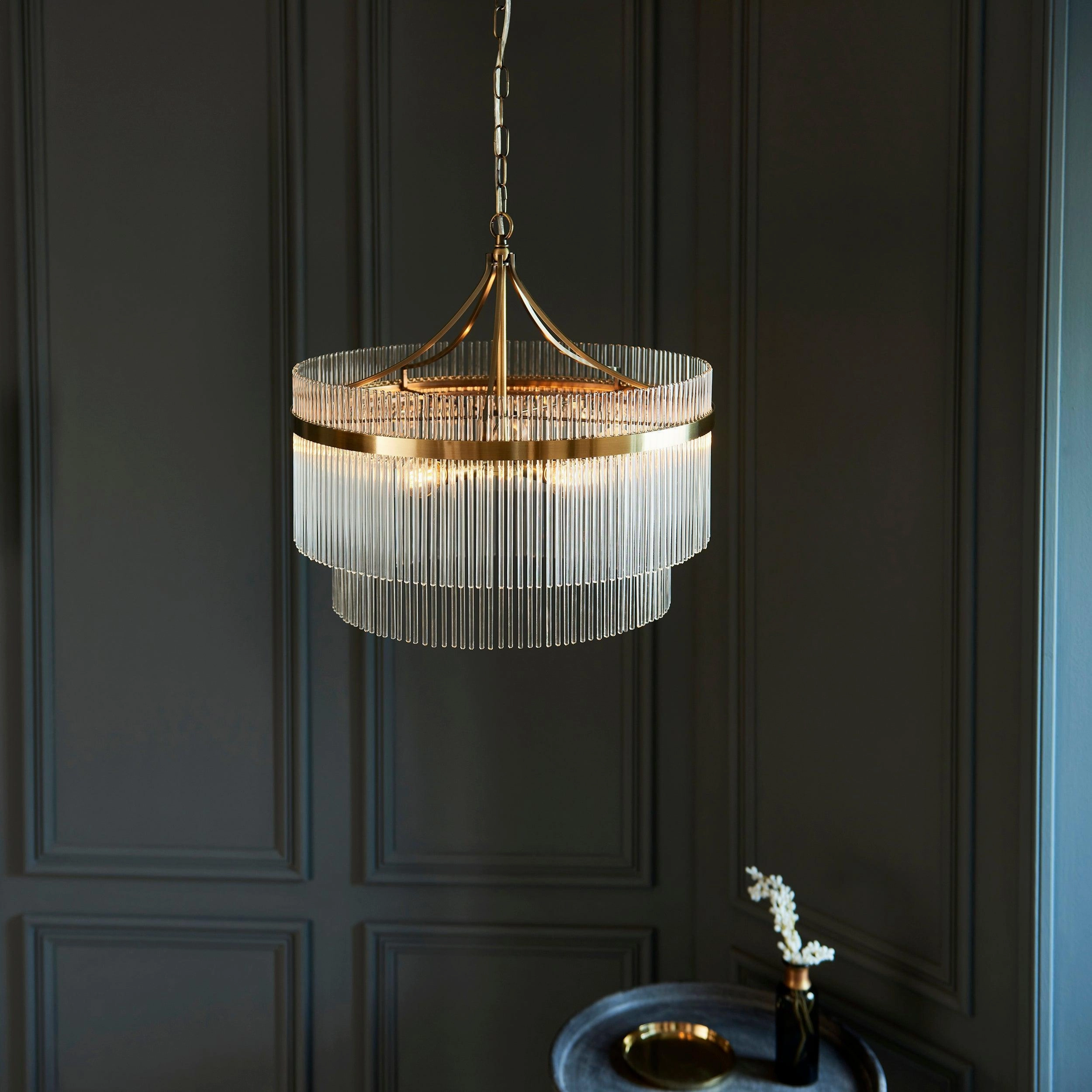 Marietta Brass 5 Light Ceiling Pendant - Glass Rods simple ceiling design light