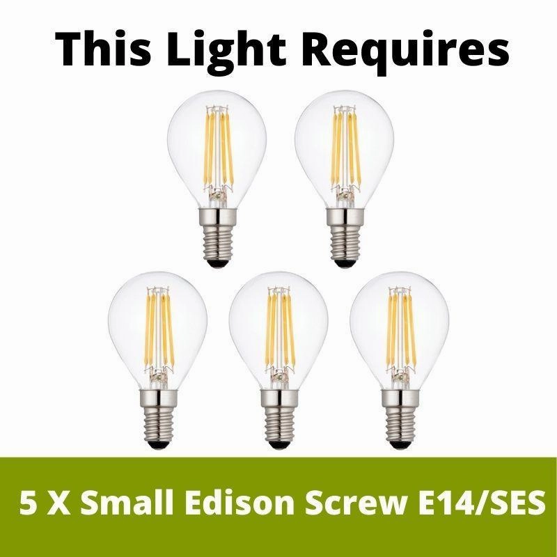 Marietta Brass 5 Light Ceiling Pendant - Glass Rods
