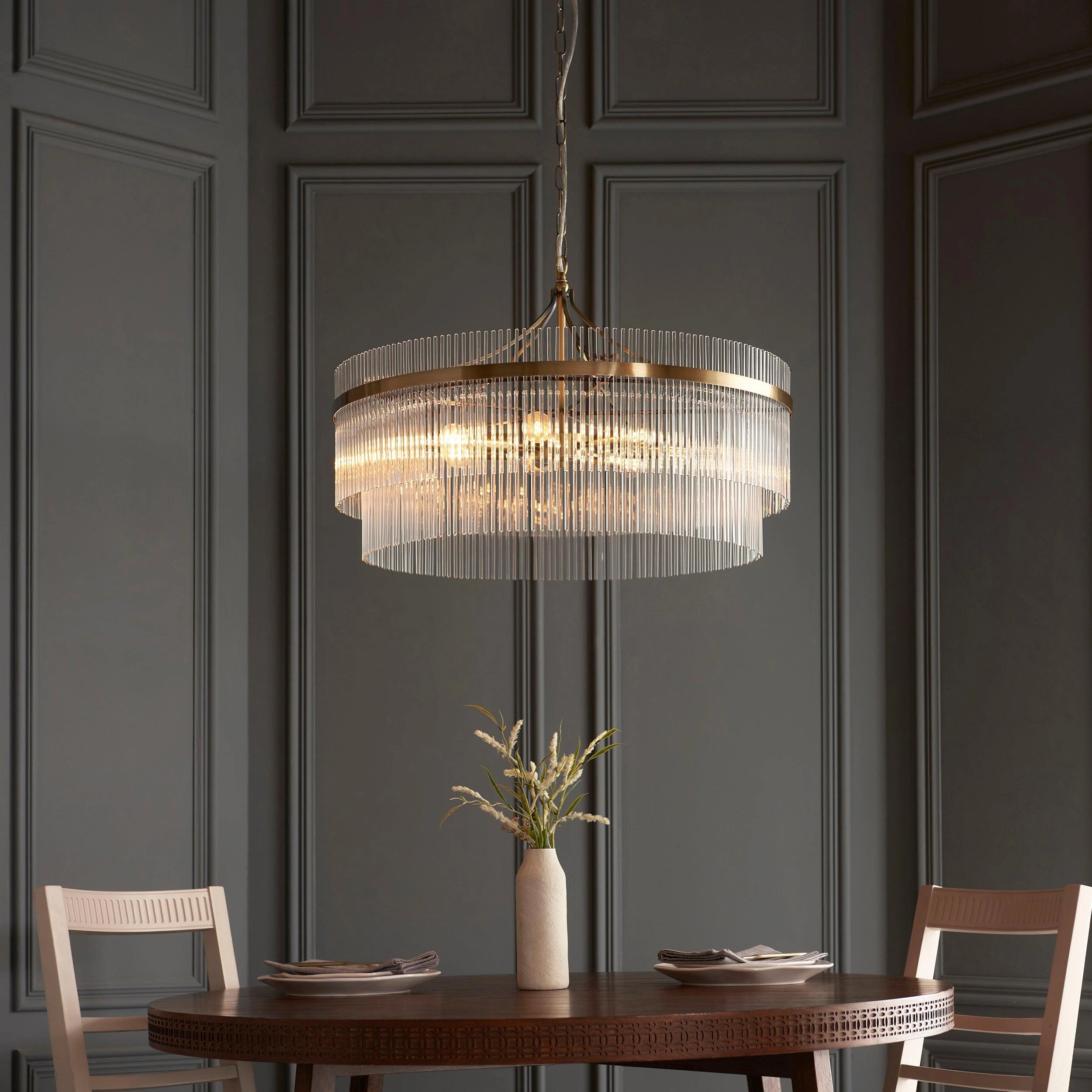Marietta Brass 7 Light Grand Ceiling Pendant - Glass Rods simple ceiling design light