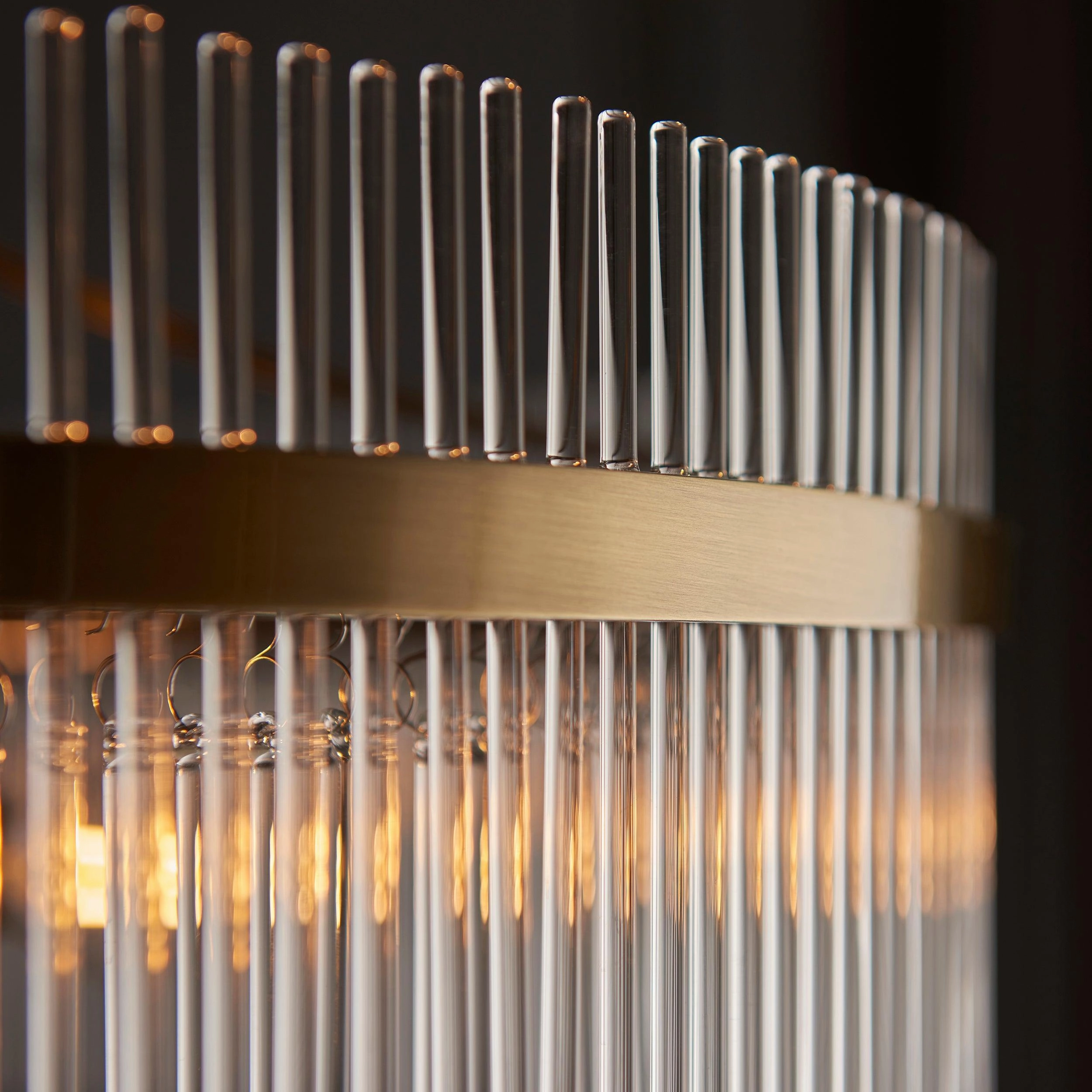 Marietta Brass 7 Light Grand Ceiling Pendant - Glass Rods
