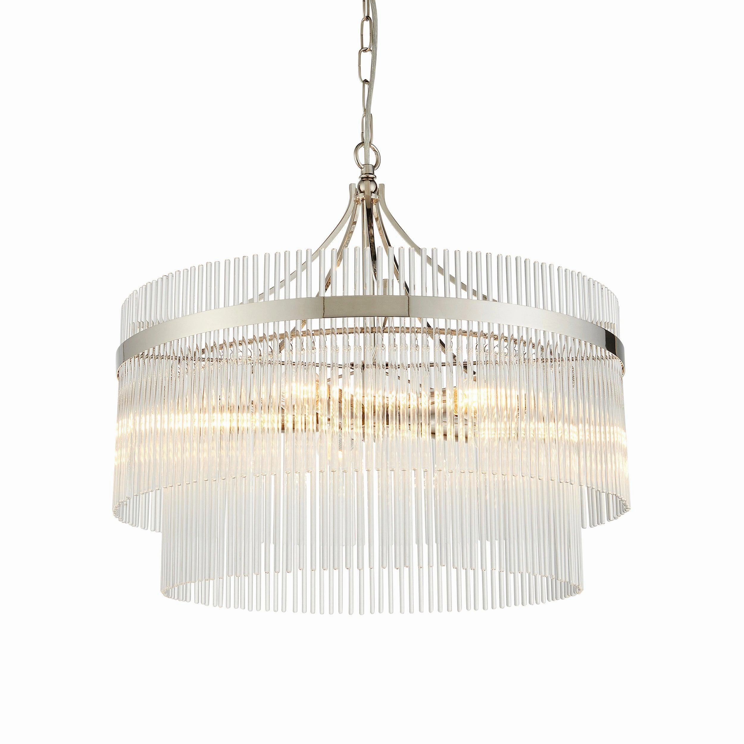 Marietta Nickel 5 Light Ceiling Pendant - Glass Rods simple ceiling design light