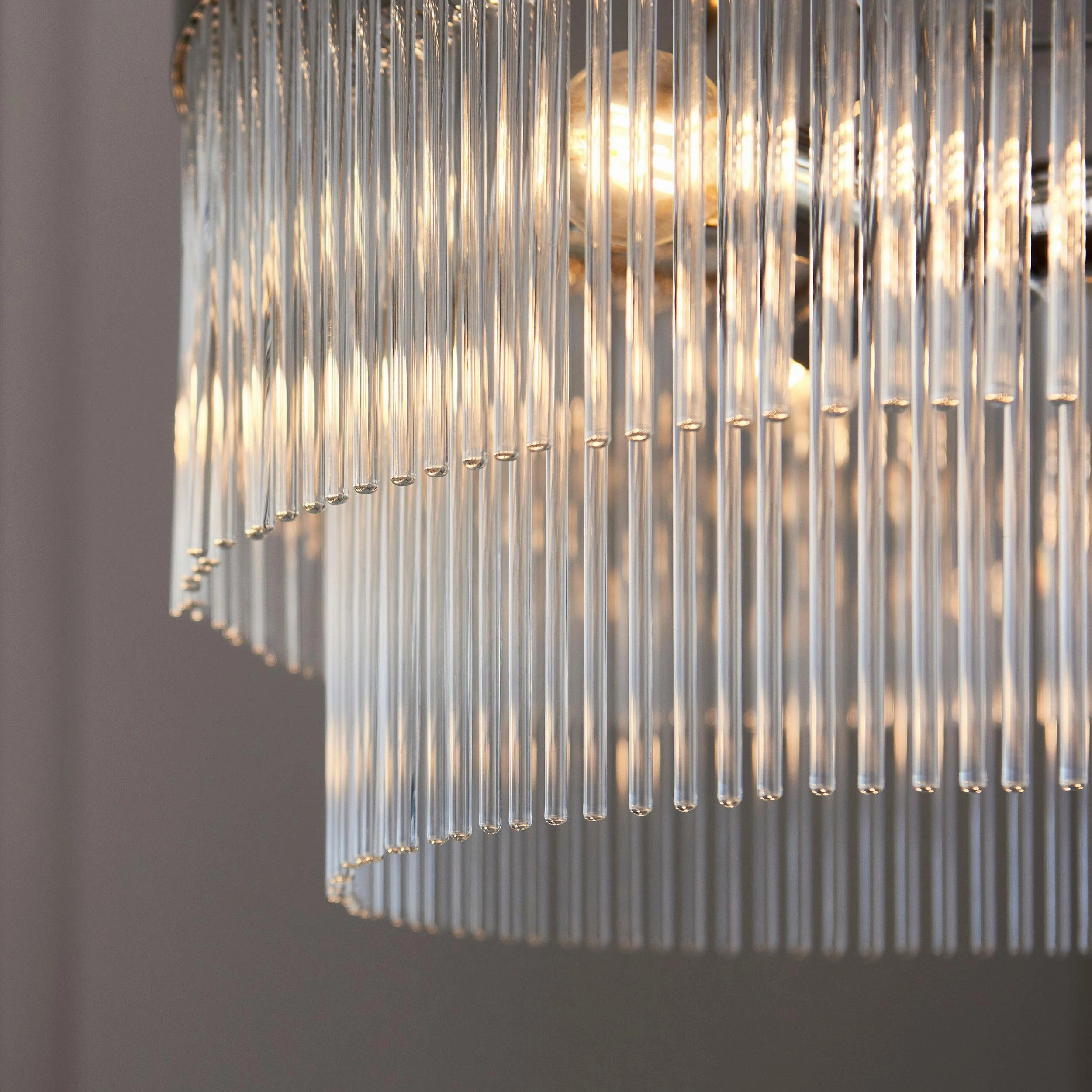 Marietta Nickel 5 Light Ceiling Pendant - Glass Rods
