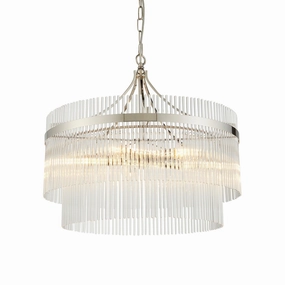 Marietta Nickel 5 Light Ceiling Pendant - Glass Rods simple ceiling design light