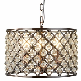 Marquise 3 Light Drum Copper/Crystal Teardrop Pendant minimalist ceiling light