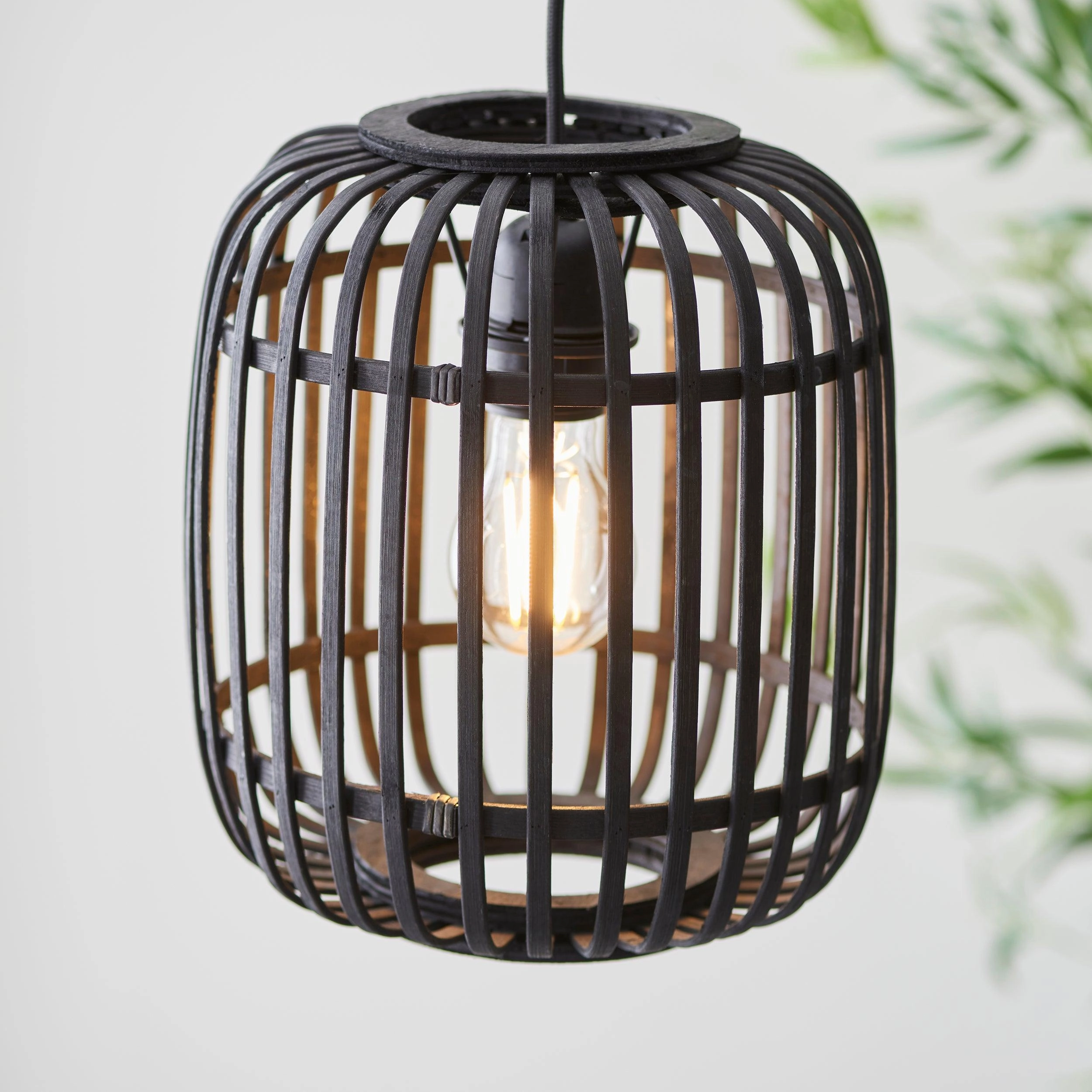 Mathias Black Bamboo Adjustable Ceiling Pendant