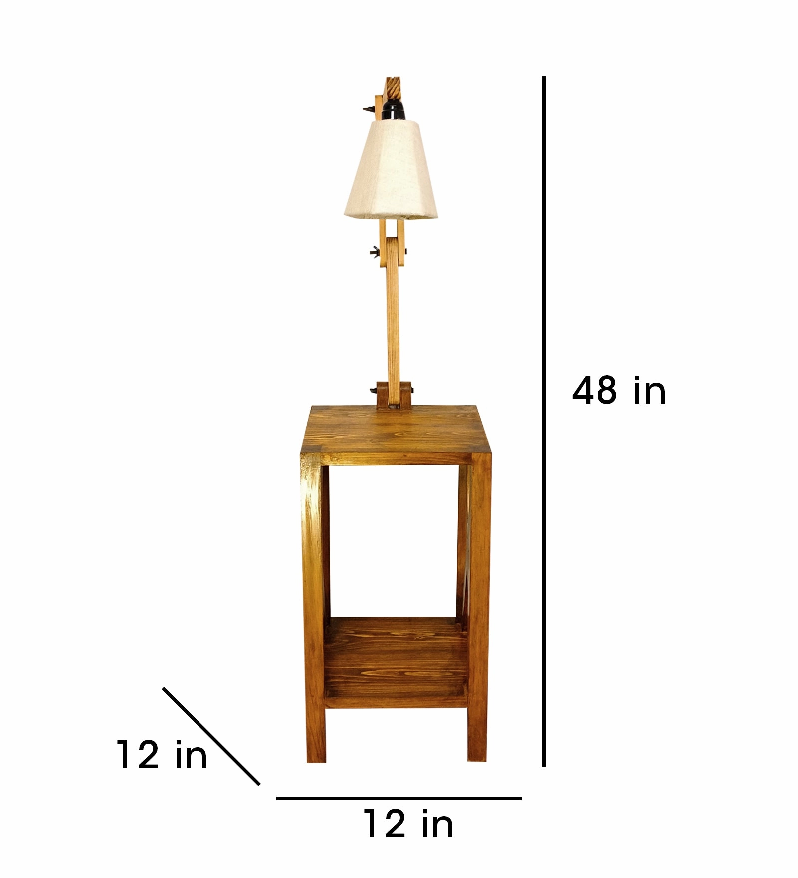 Maurice Wooden Floor Lamp with Brown Base and Jute Fabric Lampshade (BULB NOT INCLUDED)