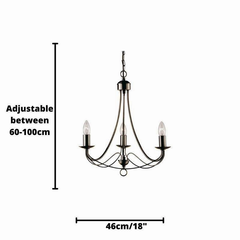 Maypole 3 Light Antique Brass Ceiling Pendant Searchlight