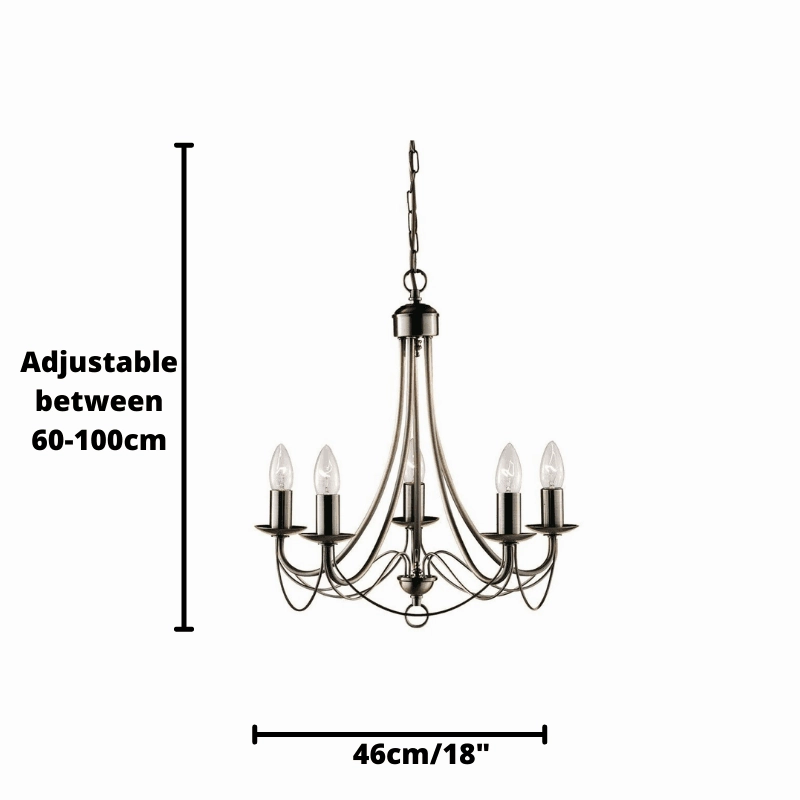Maypole 5 Light Antique Brass Ceiling Pendant Searchlight
