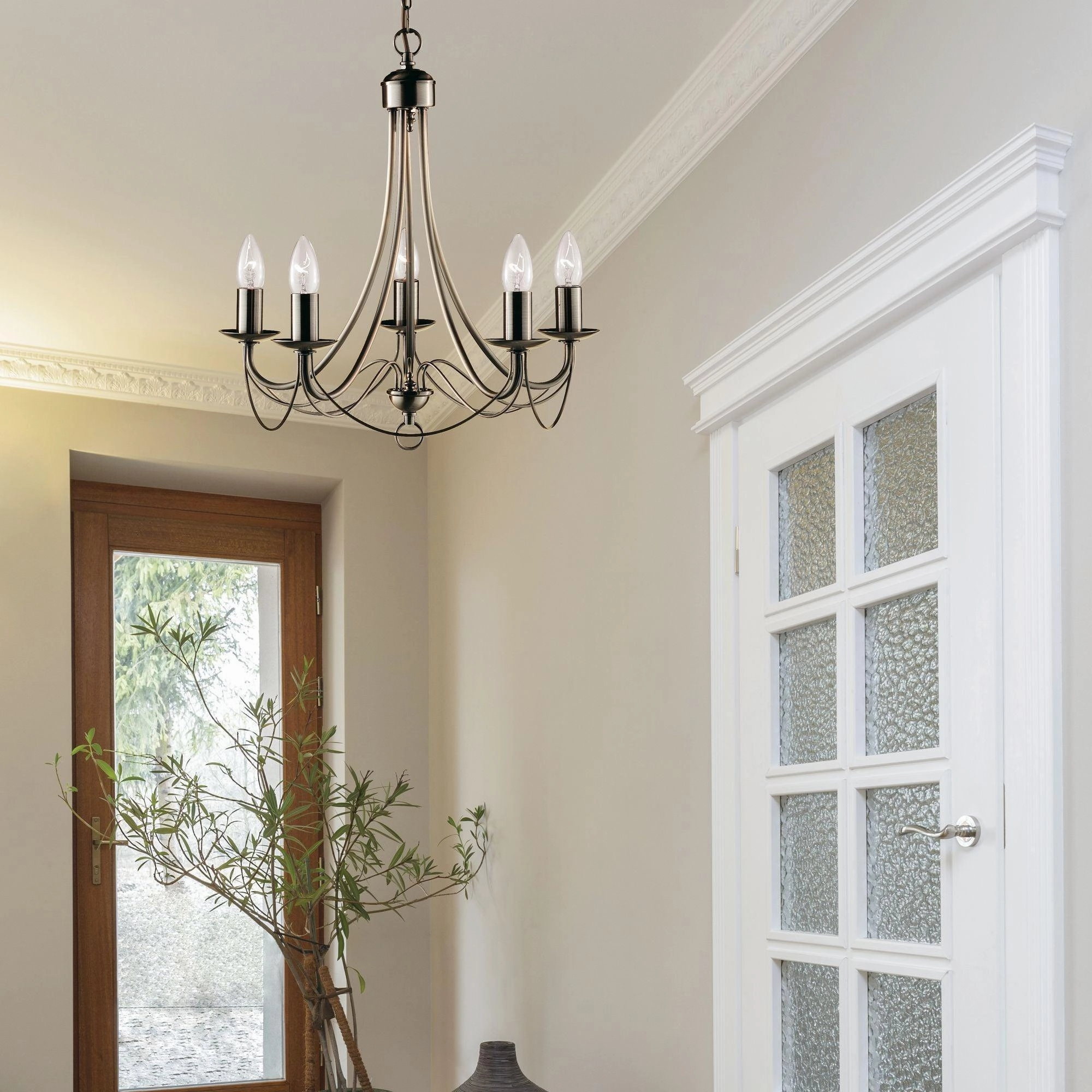 Maypole 5 Light Antique Brass Ceiling Pendant Searchlight