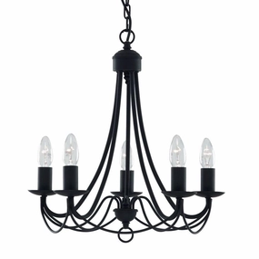 Maypole 5 Light Matt Black Wrought Iron Ceiling Pendant simple ceiling design light