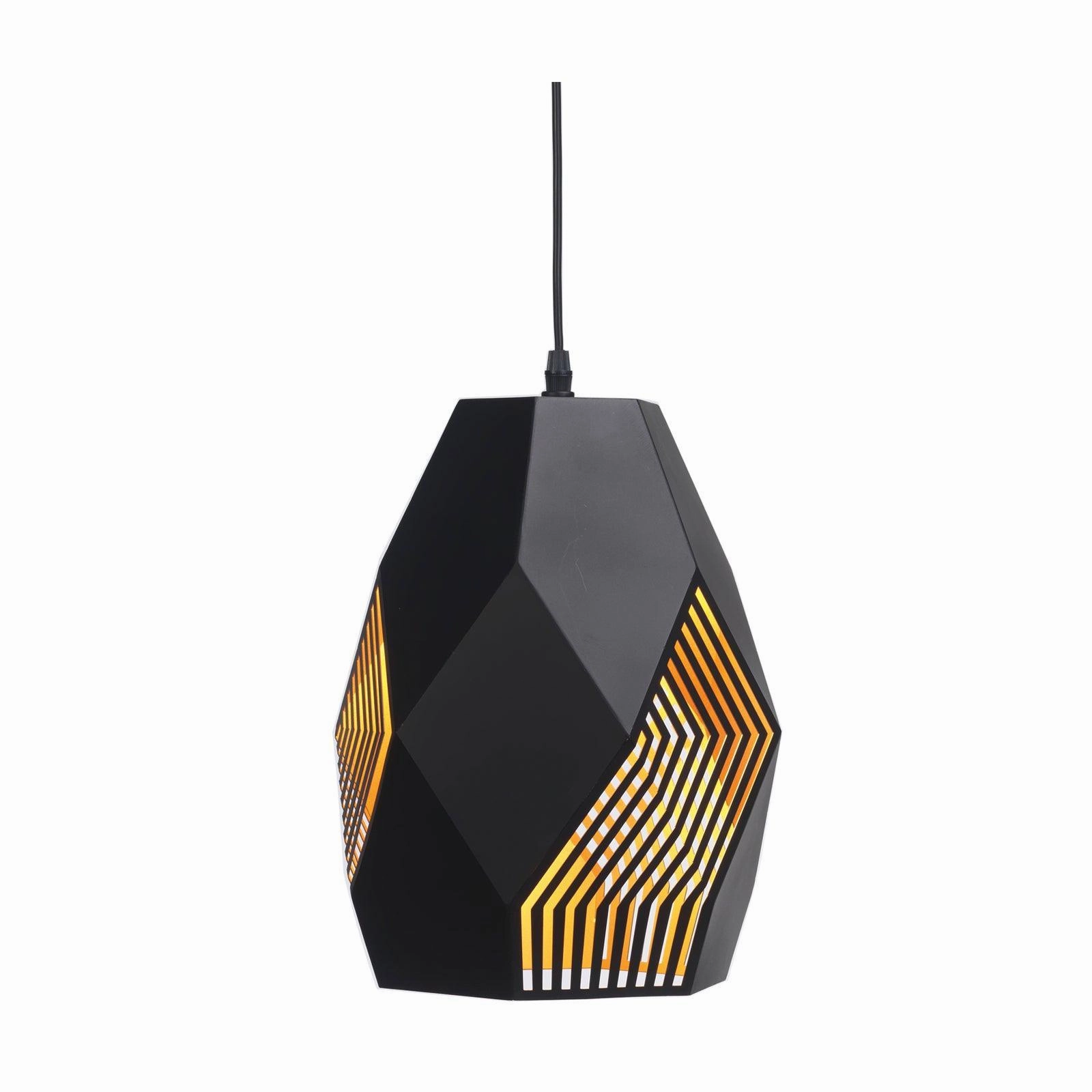 Melfi Black Laser Cut Fitting With Gold Inner Ceiling Pendant - Large modern ceiling lamp