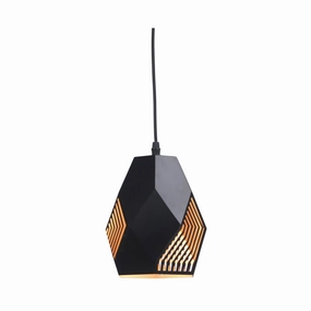 Melfi Black Laser Cut Fitting With Gold Inner Ceiling Pendant - Small modern ceiling lamp