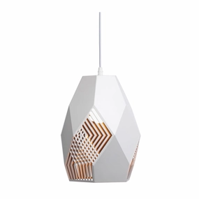 Melfi White Laser Cut Fitting With Gold Inner Ceiling Pendant - Large modern ceiling lamp