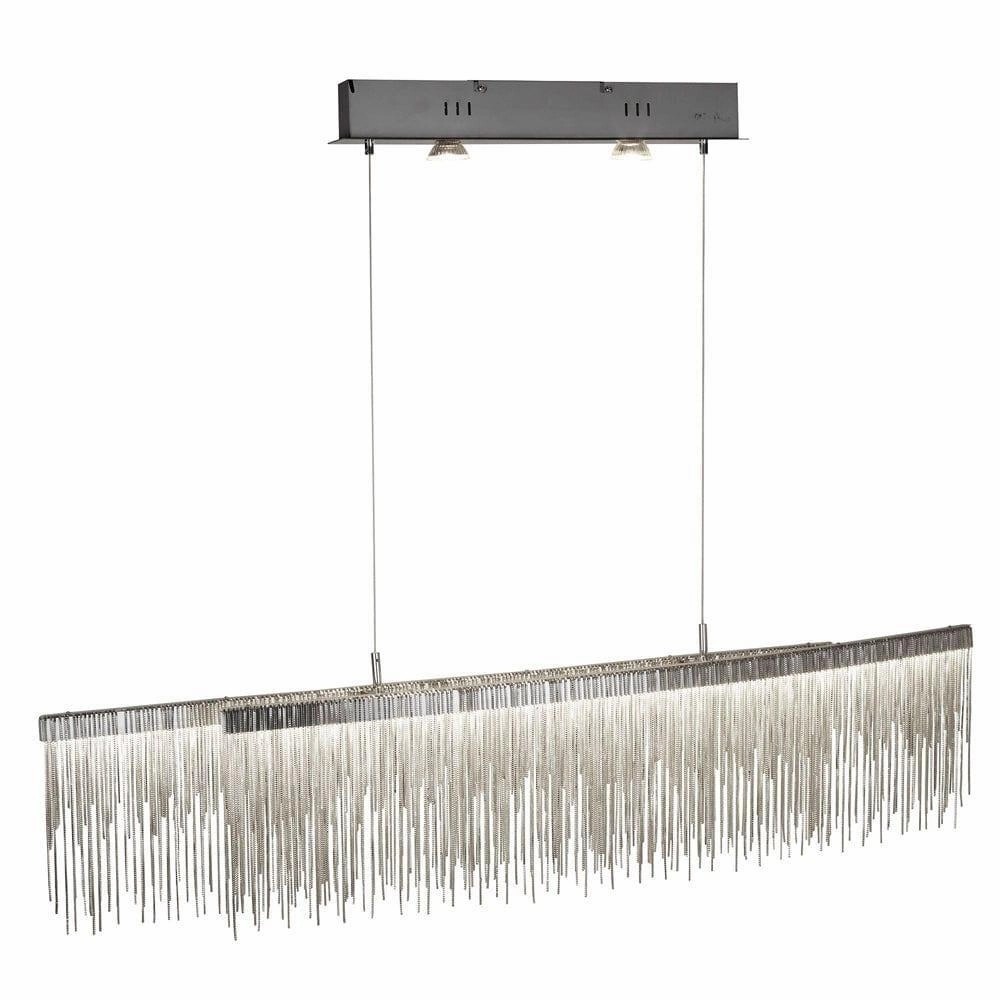 Memphis LED Satin Silver Chain String Bar Ceiling Pendant minimalist ceiling light