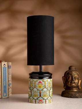 Metal Antique Motif printed Lamp with Solid Black Shade Louis Poulsen chandelier