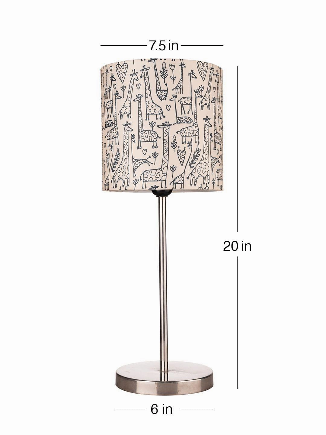 Metal Chrome Finish Lamp with Multicolor Animal Print Shade