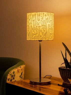 Metal Chrome Finish Lamp with Multicolor Animal Print Shade Louis Poulsen chandelier