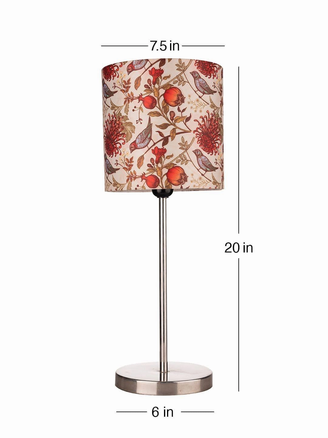 Metal Chrome Finish Lamp with Multicolor Birdy Shade