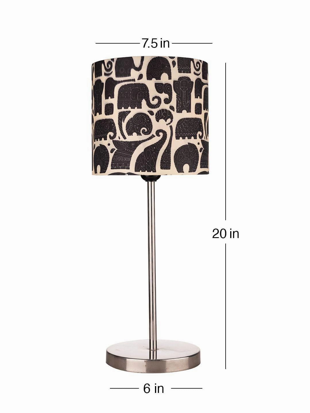 Metal Chrome Finish Lamp with Multicolor Black Elephant Shade
