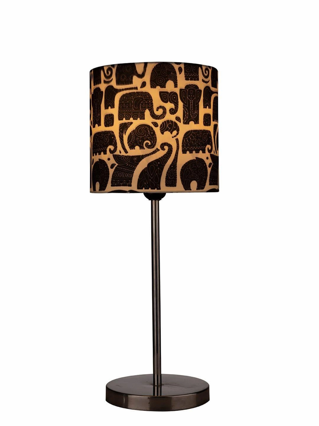 Metal Chrome Finish Lamp with Multicolor Black Elephant Shade