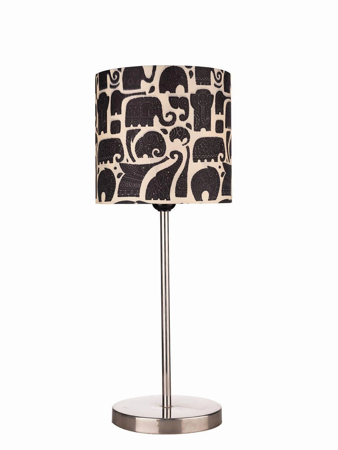 Metal Chrome Finish Lamp with Multicolor Black Elephant Shade
