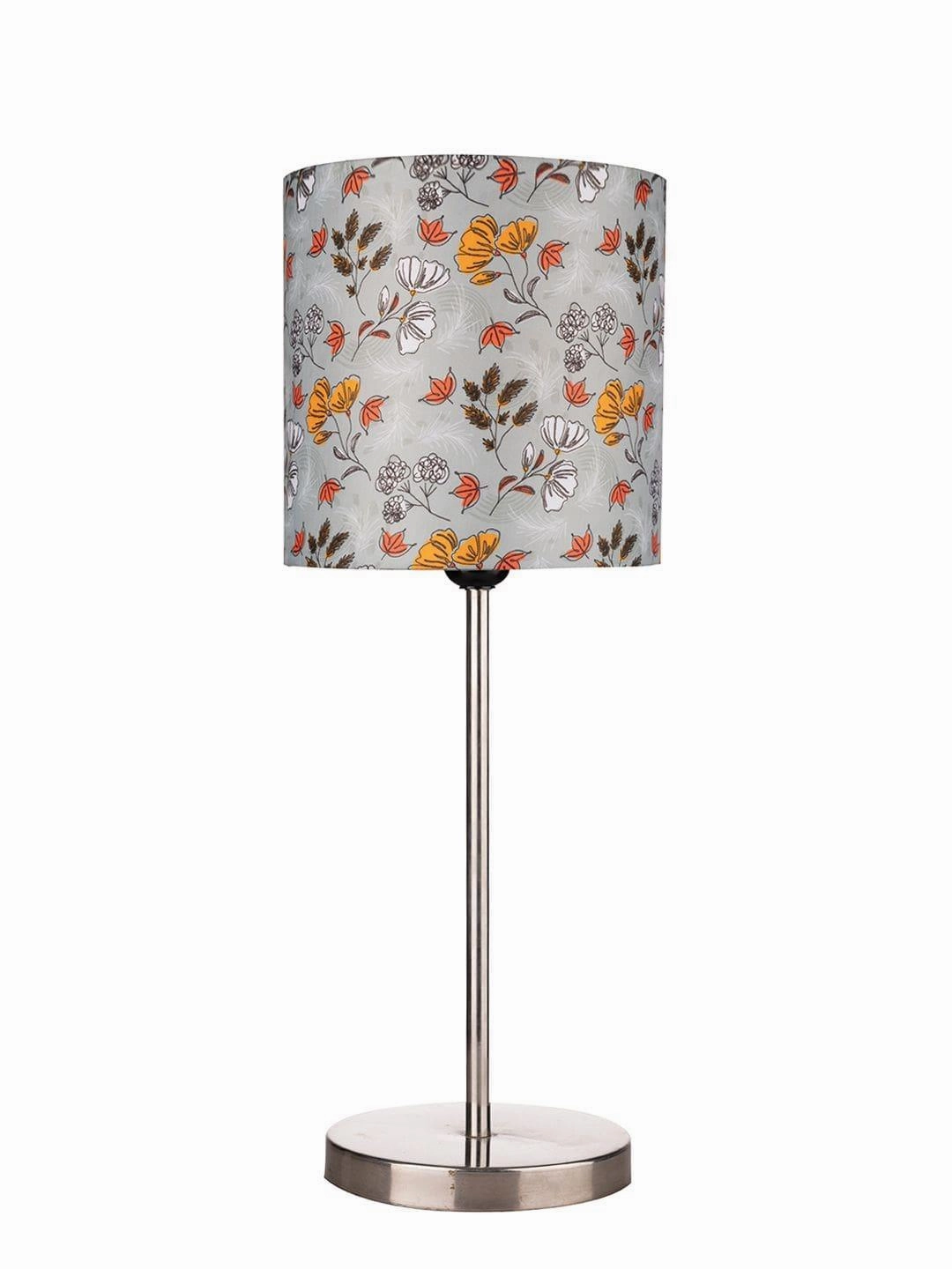 Metal Chrome Finish Lamp with Multicolor Gardenia Shade