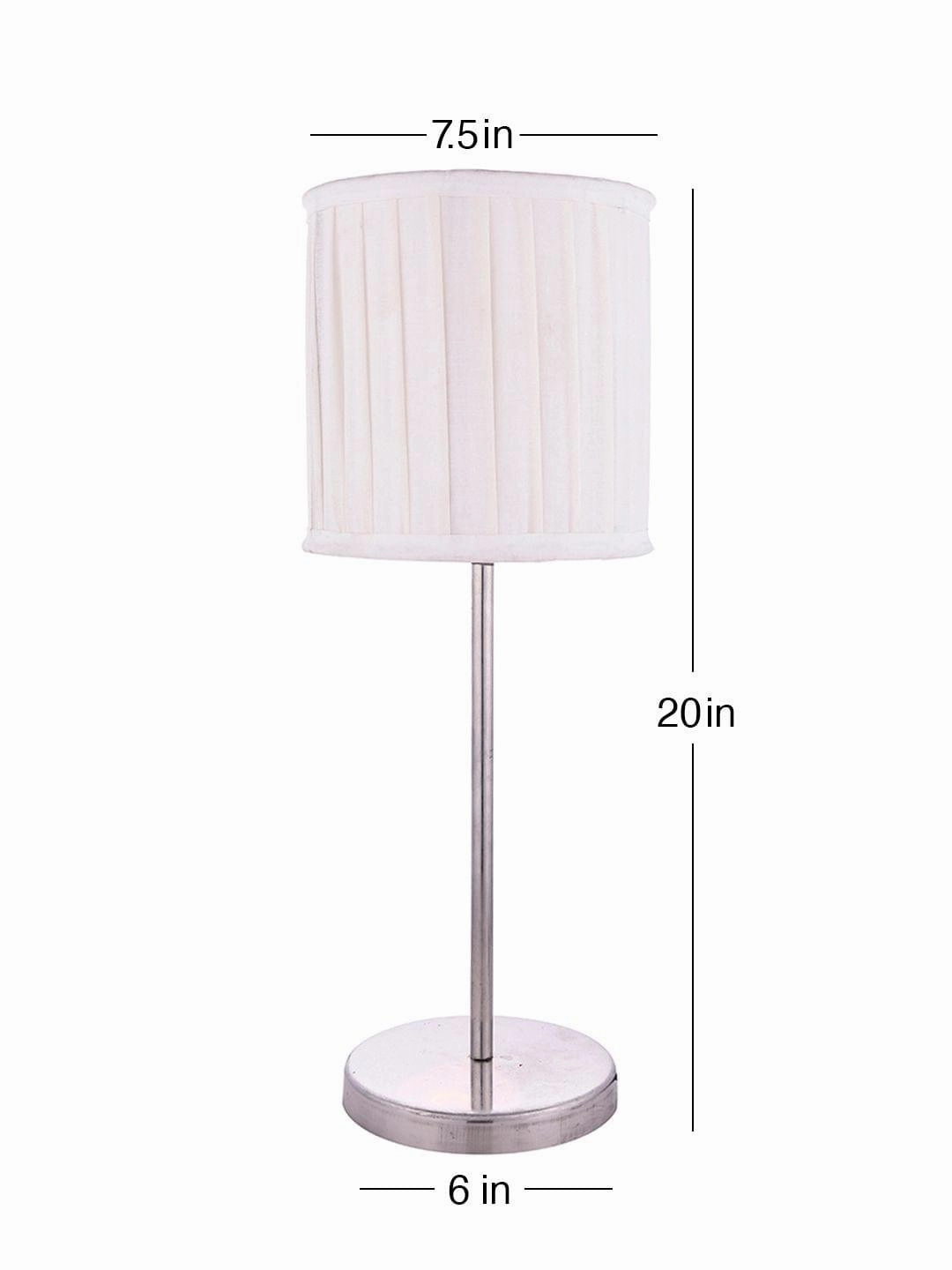 Metal Chrome Finish Lamp with Pleeted Cotton White Shade