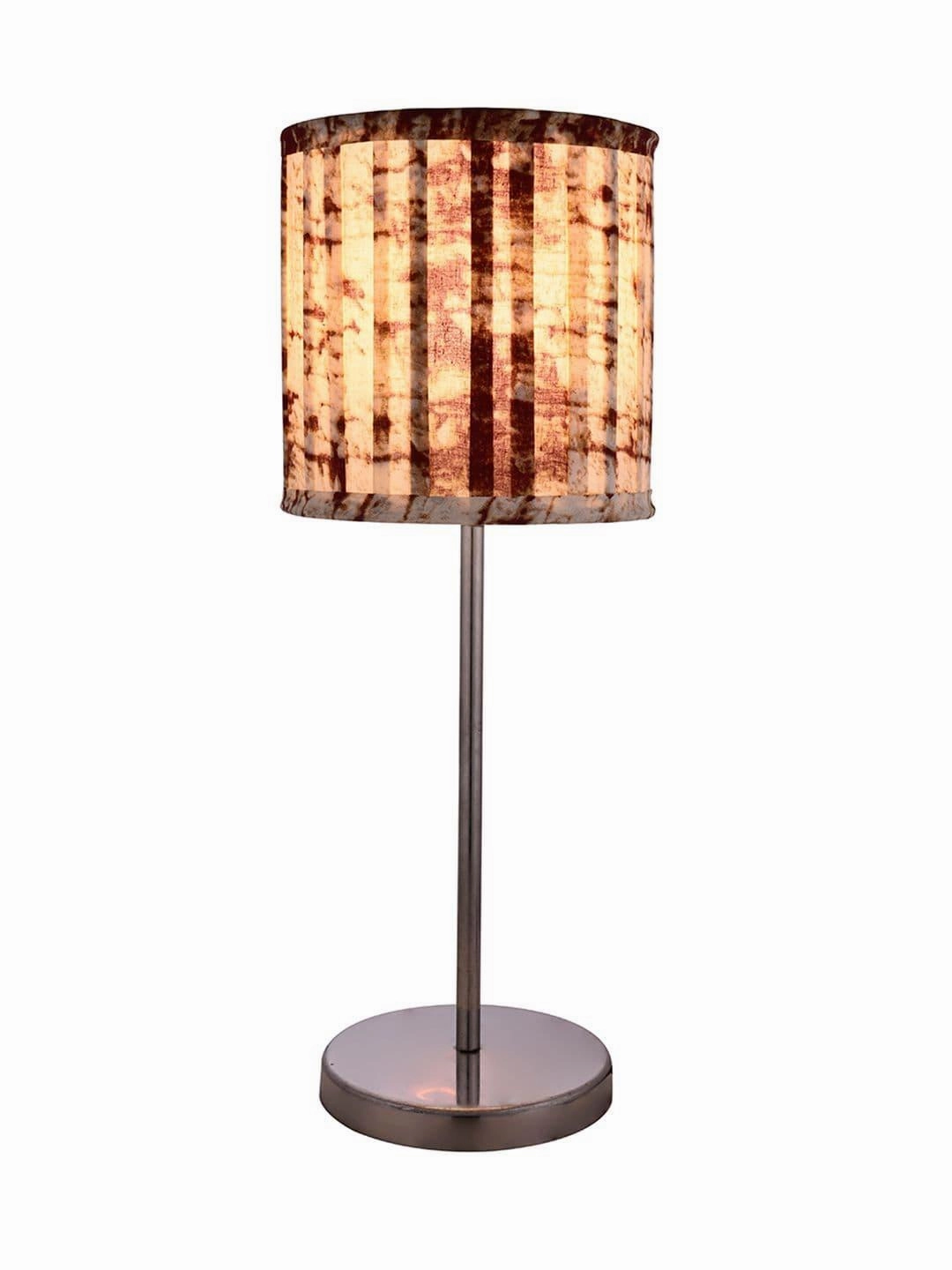 Metal Chrome Finish Lamp with Pleeted Multicolor Maroon Shade