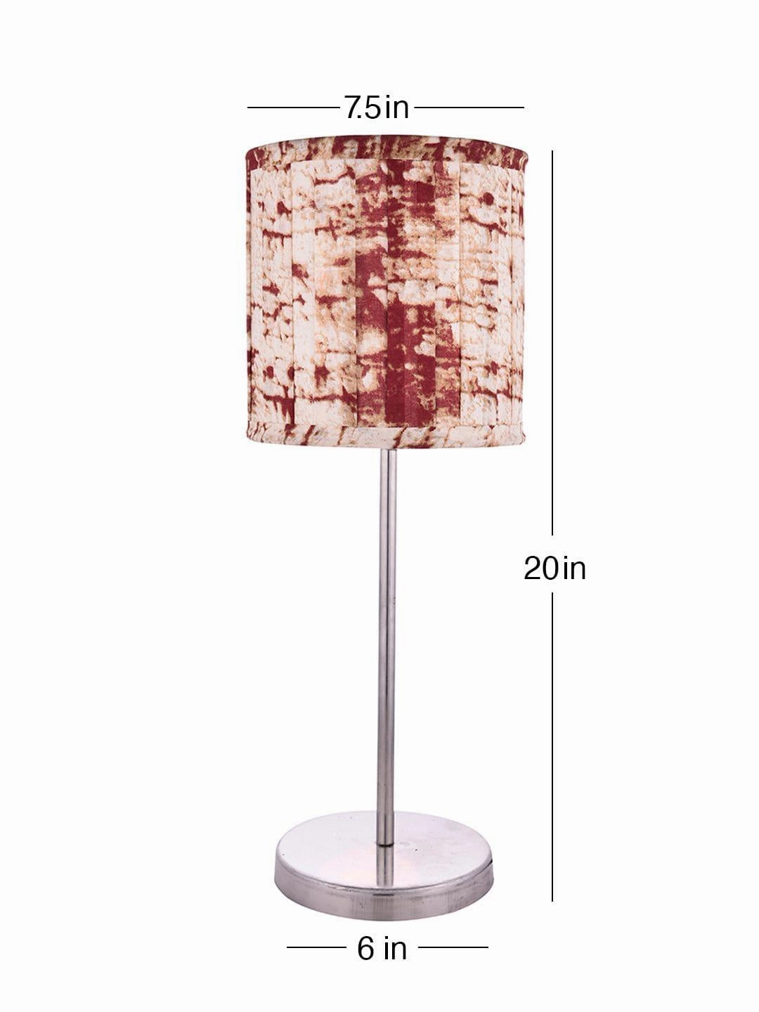 Metal Chrome Finish Lamp with Pleeted Multicolor Maroon Shade