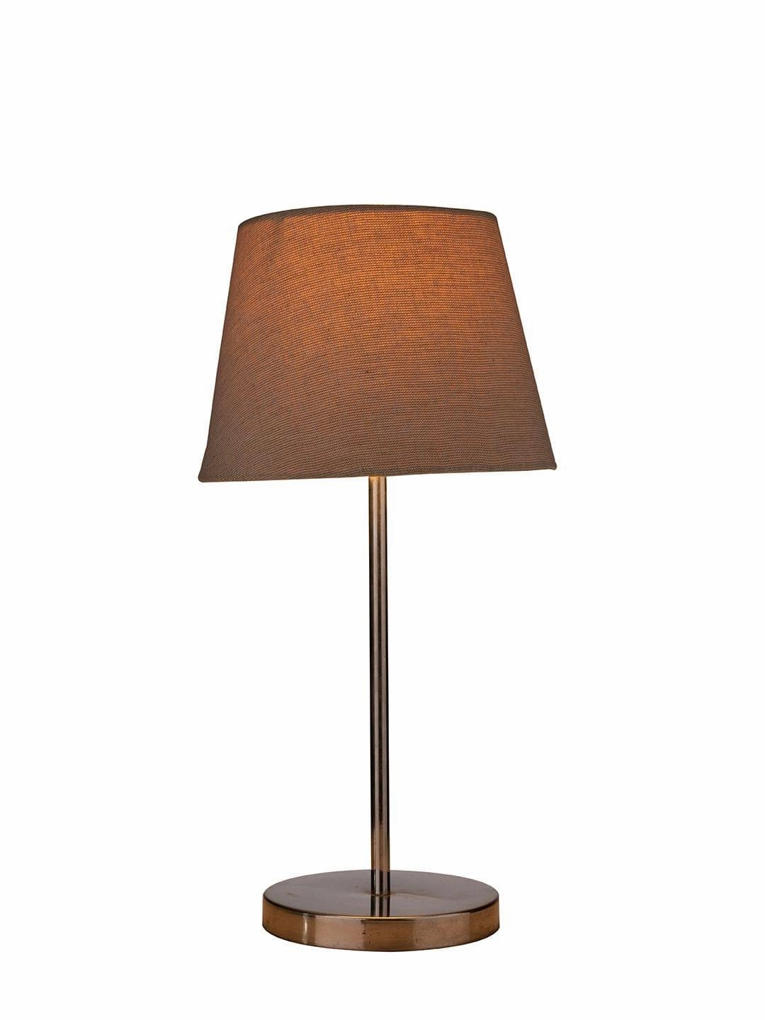 Metal Chrome Finish Lamp with Smare Taper Brown Shade